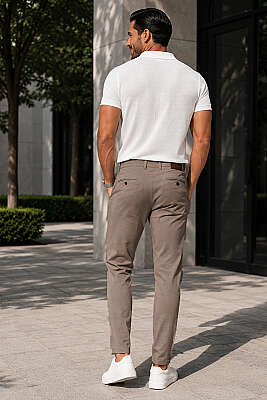 Cepli Regular Fit Tensel Pantolon Kum Bej - Erkek Pantolon