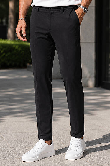 Cepli Regular Fit Tensel Pantolon Siyah - Erkek Pantolon