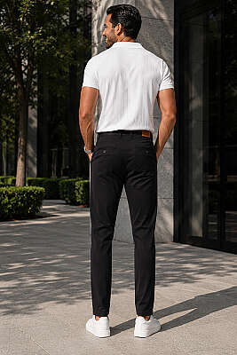 Cepli Regular Fit Tensel Pantolon Siyah - Erkek Pantolon