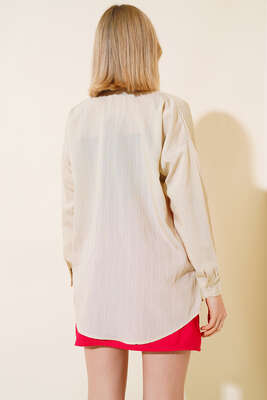 Cepli Salaş Gömlek Bej - Kadın Giyim Modelleri