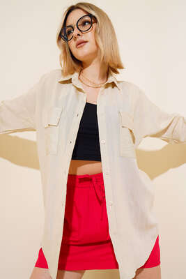 Cepli Salaş Gömlek Bej - TİLLE