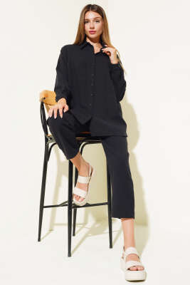 Cepli Salaş Keten İkili Takım Siyah