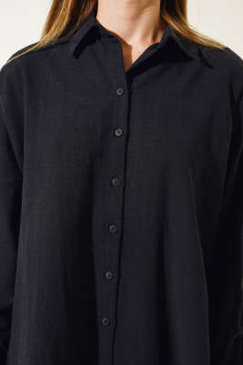 Cepli Salaş Keten İkili Takım Siyah - Kadın Giyim Modelleri