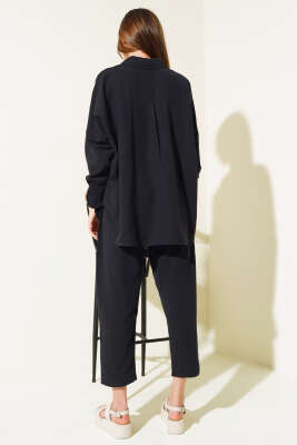 Cepli Salaş Keten İkili Takım Siyah - Kadın Giyim Modelleri