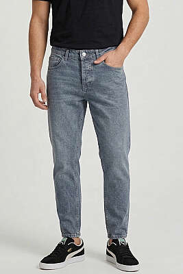 Cepli Tapered Fit Kot Erkek Pantolon Blue Gri - Babalar Günü