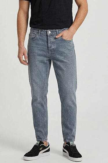 Cepli Tapered Fit Kot Erkek Pantolon Blue Gri - Erkek Pantolon