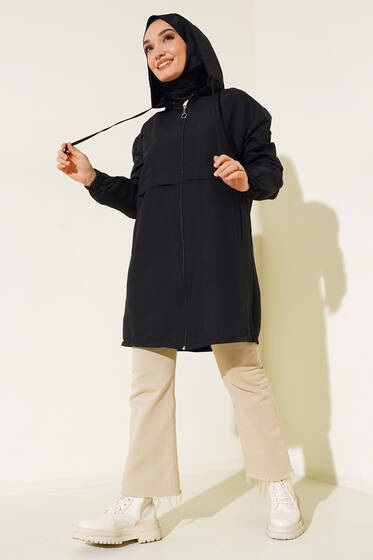 Cepli Yağmurluk Siyah - Trençkot