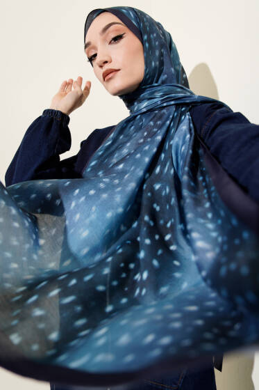 Ceylan Gözü Soft Şal Lacivert - Başörtüsü