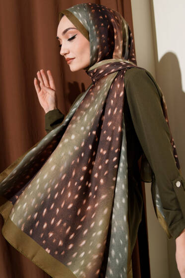 Ceylan Gözü Soft Şal Zeytin Yeşili - Başörtüsü