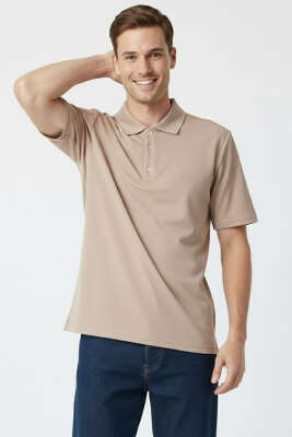 Change Baskılı Polo Yaka Erkek T-shirt Bronz - BESSE