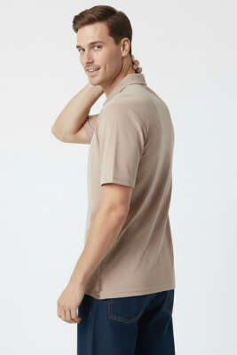 Change Baskılı Polo Yaka Erkek T-shirt Bronz - Erkek T-shirt
