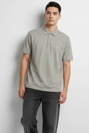 Change Baskılı Polo Yaka Erkek T-shirt Gri - Erkek T-shirt