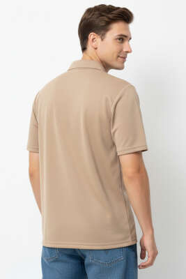 Change Baskılı Polo Yaka Erkek T-shirt Kum Bej - Babalar Günü