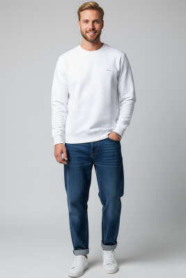 Change Nakışlı Erkek Sweatshirt Ekru - Erkek Sweatshirt