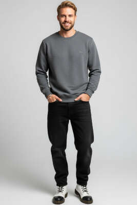 Change Nakışlı Erkek Sweatshirt Füme - Erkek Sweatshirt