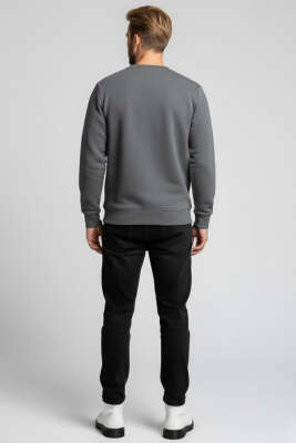 Change Nakışlı Erkek Sweatshirt Füme - Erkek Sweatshirt