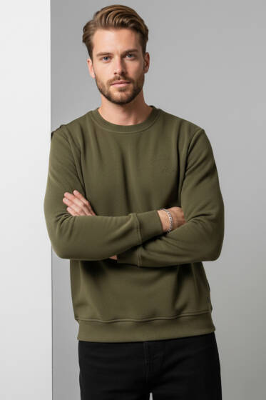 Change Nakışlı Erkek Sweatshirt Haki - Erkek Sweatshirt