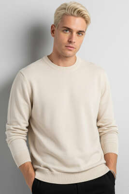 Change Nakışlı Erkek Sweatshirt Krem - BESSE