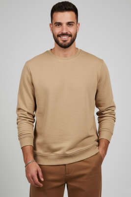 Change Nakışlı Erkek Sweatshirt Latte 