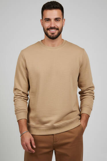 Change Nakışlı Erkek Sweatshirt Latte - Erkek Sweatshirt