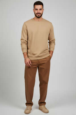 Change Nakışlı Erkek Sweatshirt Latte - Erkek Sweatshirt