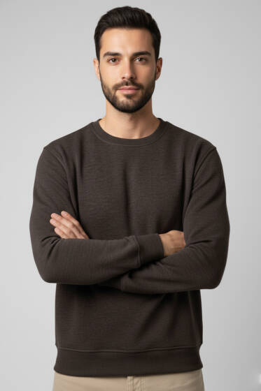 Change Nakışlı Erkek Sweatshirt Mürdüm - Erkek Sweatshirt