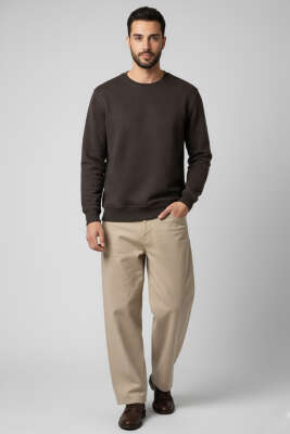 Change Nakışlı Erkek Sweatshirt Mürdüm - Erkek Sweatshirt