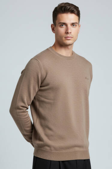 Change Nakışlı Erkek Sweatshirt Vizon - Erkek Sweatshirt