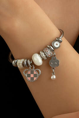 Charm Taşlı Kelepçe Bilezik Asorti 1 - Bileklik