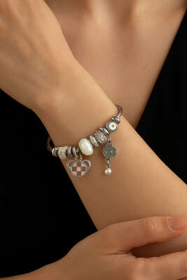 Charm Taşlı Kelepçe Bilezik Asorti 1 