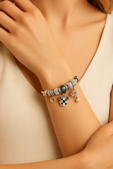 Charm Taşlı Kelepçe Bilezik Asorti 2 - Bileklik