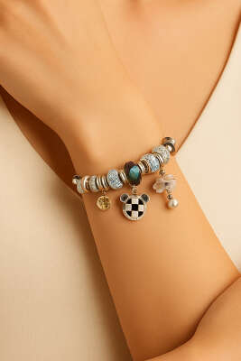 Charm Taşlı Kelepçe Bilezik Asorti 2 - Bileklik