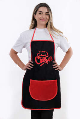 Chef Yazılı Mutfak Önlüğü Siyah - Mutfak Önlüğü