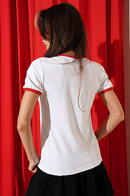 Cherries Baskılı T-shirt Beyaz - Kadın Giyim Modelleri