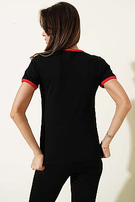 Cherries Baskılı T-shirt Siyah - Kadın Giyim Modelleri