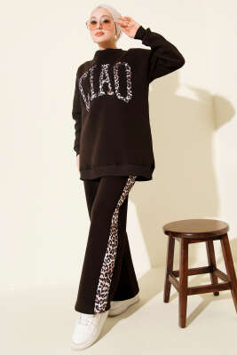 Ciao Leopar Yazılı Üç İplik İkili Takım Acı Kahve - TEGOE