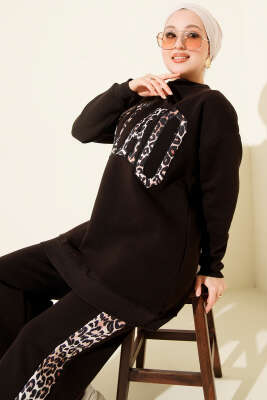 Ciao Leopar Yazılı Üç İplik İkili Takım Acı Kahve - İkili Takım