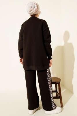 Ciao Leopar Yazılı Üç İplik İkili Takım Acı Kahve - İkili Takım