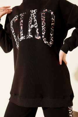 Ciao Leopar Yazılı Üç İplik İkili Takım Acı Kahve - İkili Takım