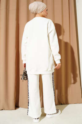 Ciao Leopar Yazılı Üç İplik İkili Takım Beyaz - İkili Takım