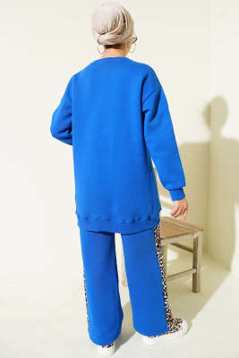 Ciao Leopar Yazılı Üç İplik İkili Takım Saks - İkili Takım