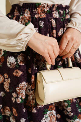 Çiçek Baskılı Güpürlü Etek Mürdüm - Etek