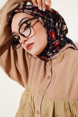 Çiçek Desen Bambu Kraş Eşarp Camel 
