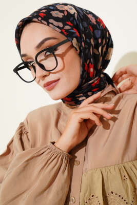 Çiçek Desen Bambu Kraş Eşarp Camel - Başörtüsü