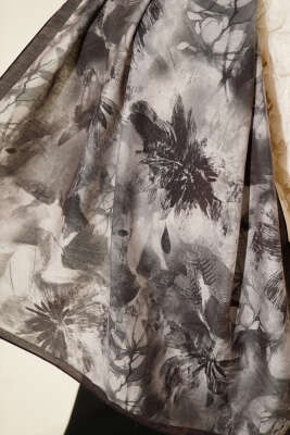 Çiçek Desen Modal Şal Antrasit - Başörtüsü