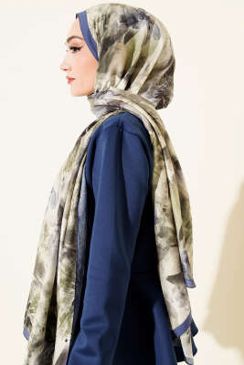 Çiçek Desen Modal Şal İndigo - Başörtüsü