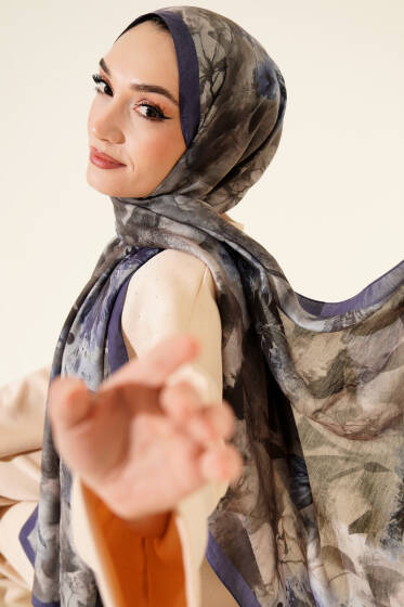 Çiçek Desen Modal Şal Parlement - Başörtüsü
