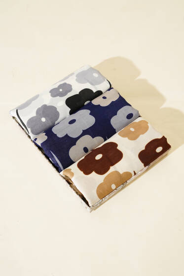 Çiçek Desenli 3'lü Şal Seti Asorti 1 - Desenli Şal Seti