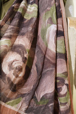 Çiçek Desenli Bambu Kraş Şal Taba - Başörtüsü