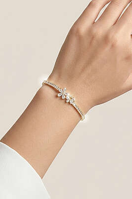 Çiçek Desenli Bileklik Gold - KONYALI BİJUTERİ